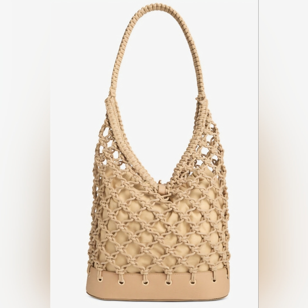 INC/Beige Khatt Macrame Hobo Bag